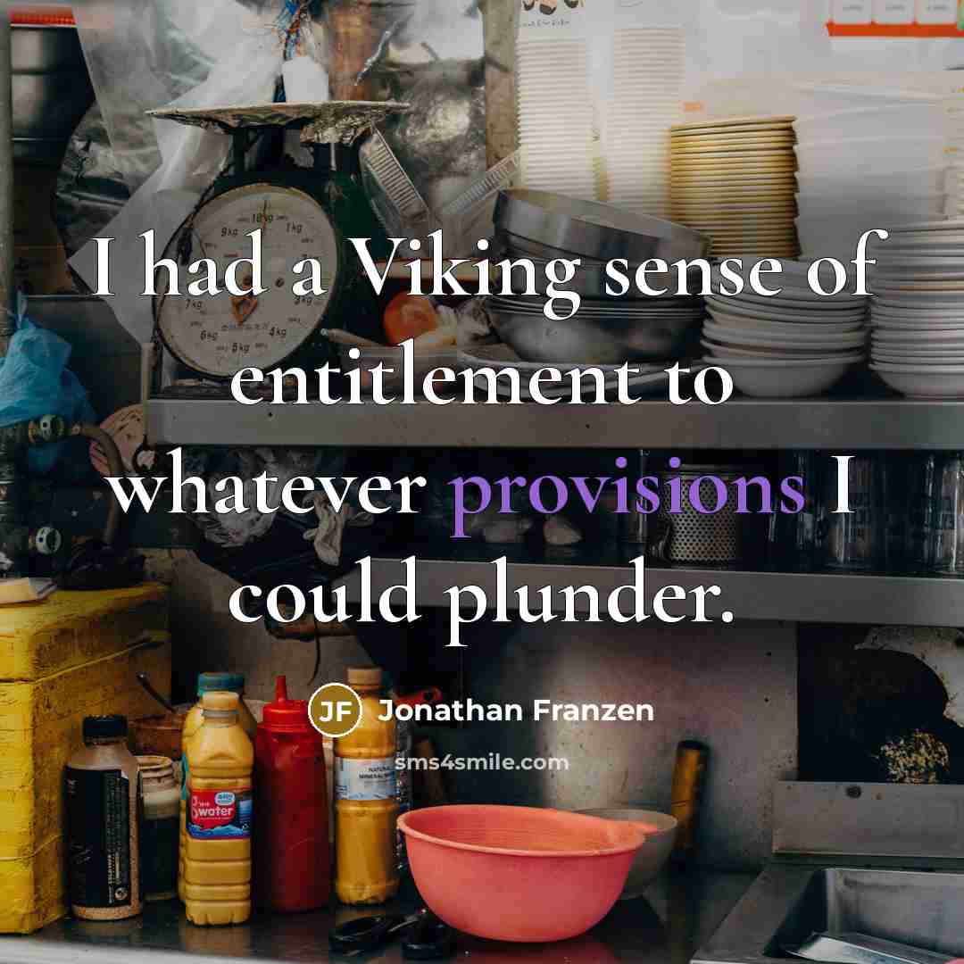 “I had a Viking sense of entitlement to whatever provisions…” quote by Jonathan Franzen
