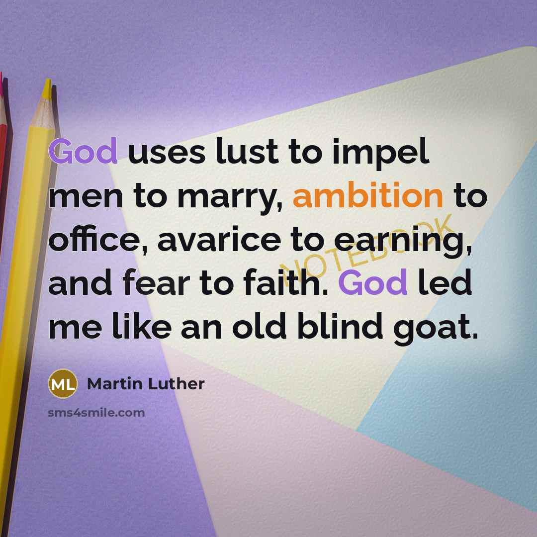 “God uses lust to impel men to marry, ambition to…” quote by Martin Luther