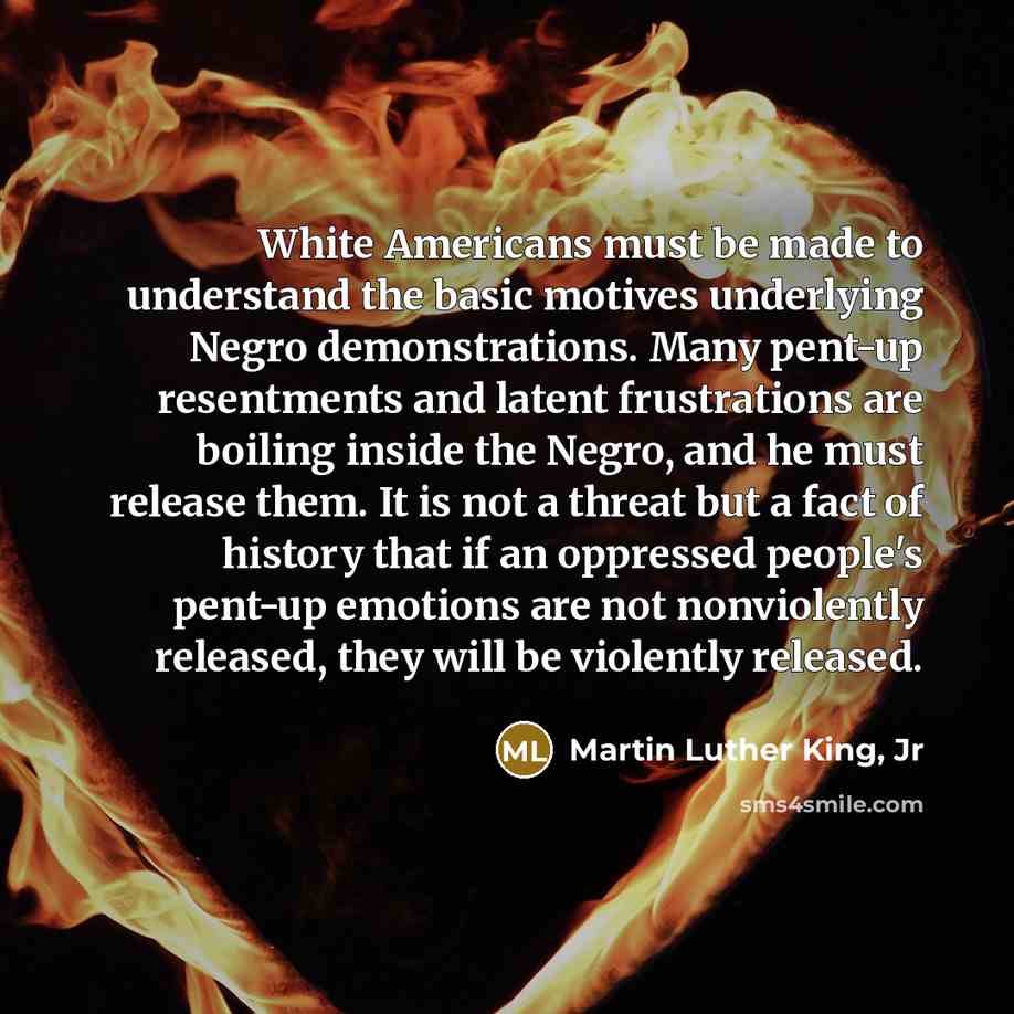 “White Americans must be made to understand the basic motives…” quote by Martin Luther King, Jr