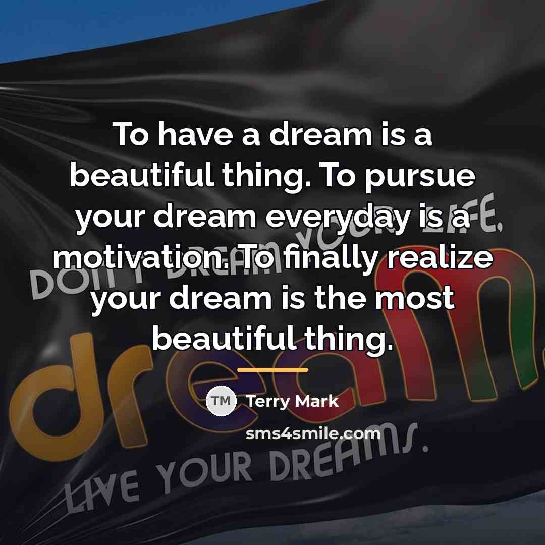 “To have a dream is a beautiful thing. To pursue…” quote by Terry Mark