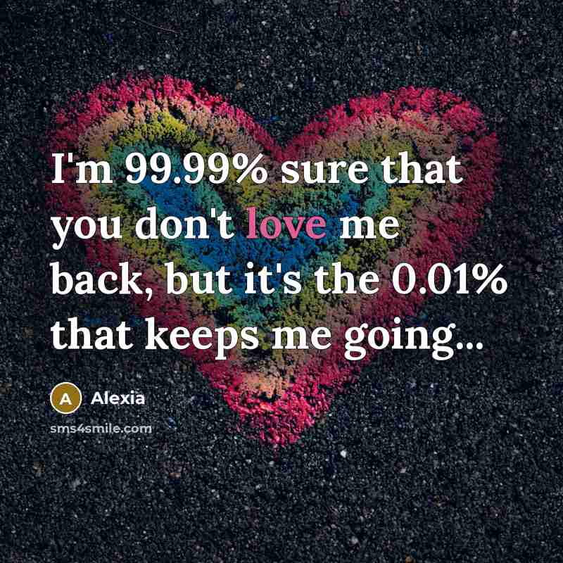 “I'm 99.99% sure that you don't love me back, but…” quote by Alexia