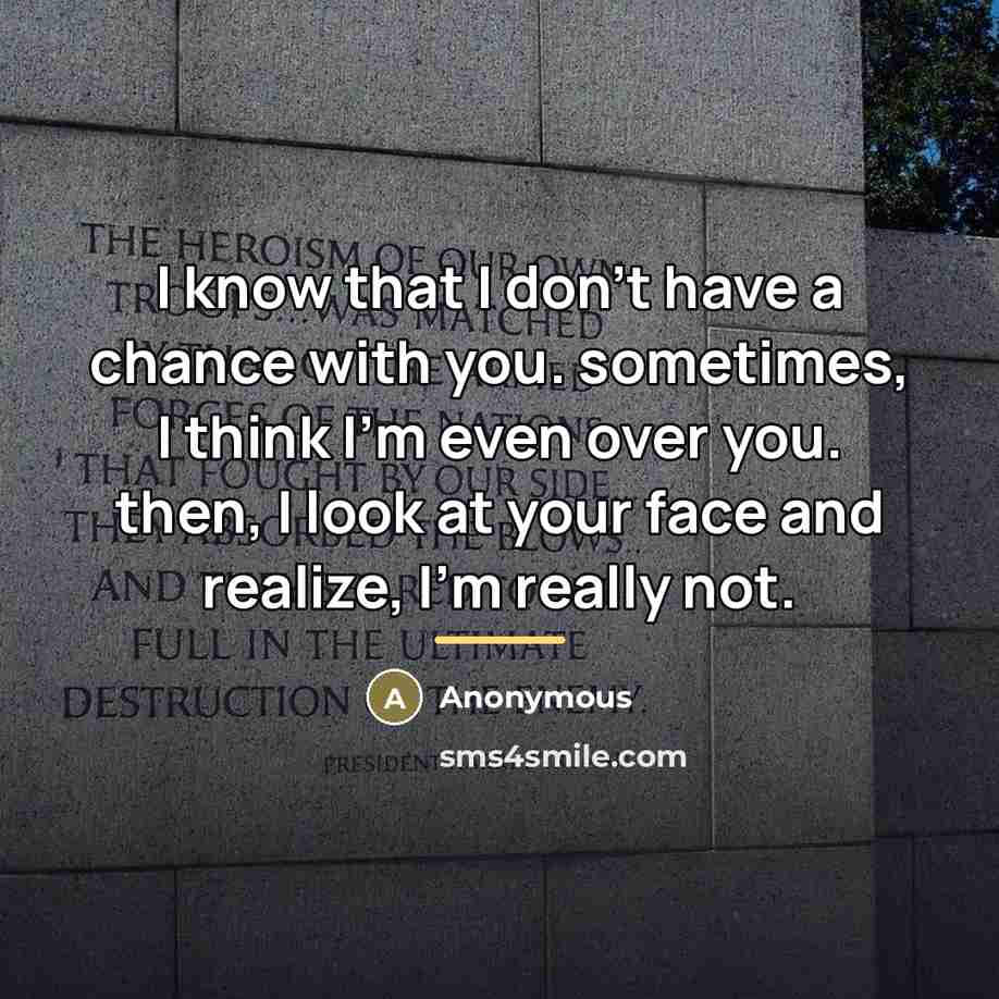 “I know that I don't have a chance with you.…” quote by Anonymous