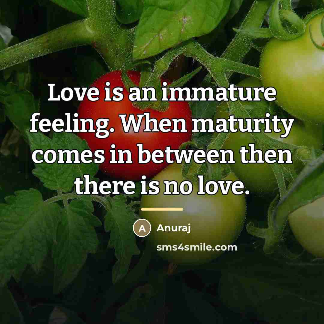 “Love is an immature feeling. When maturity comes in between…” quote by Anuraj