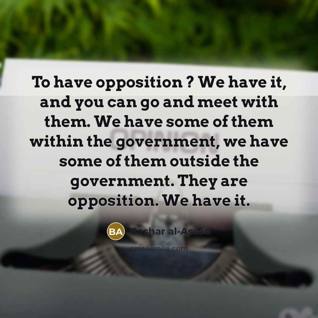 “To have opposition ? We have it, and you can…” quote by Bashar al-Assad