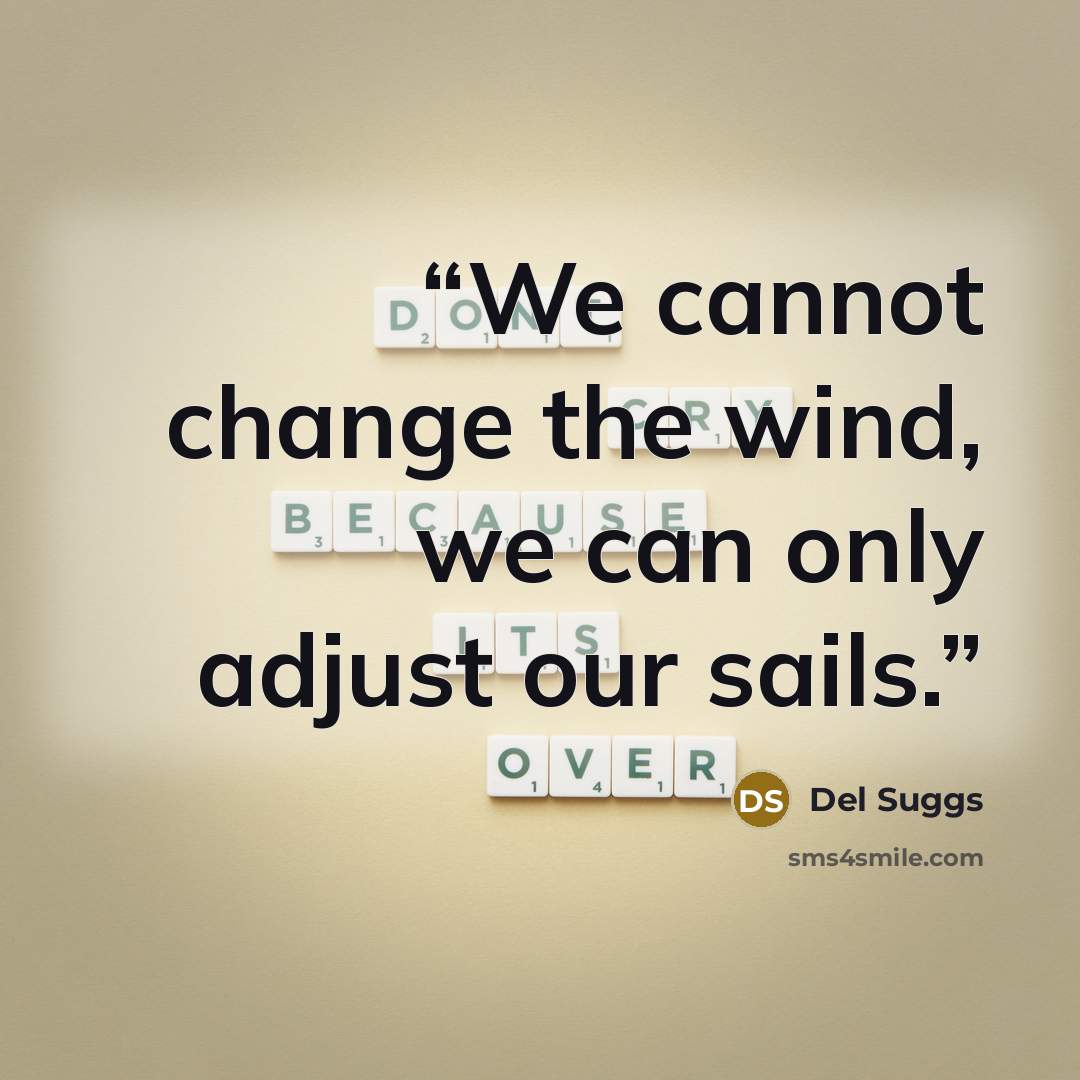 “We cannot change the wind, we can only adjust our sails.” quote by Del Suggs