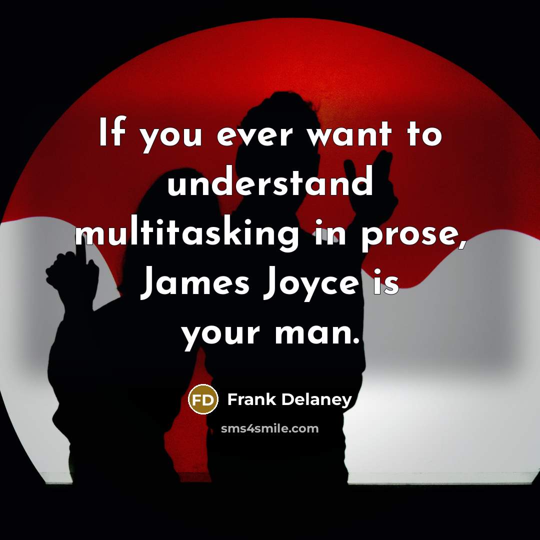 “If you ever want to understand multitasking in prose, James…” quote by Frank Delaney