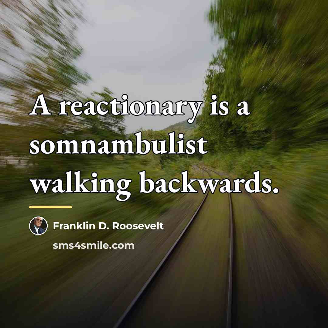 “A reactionary is a somnambulist walking backwards.…” quote by Franklin D. Roosevelt