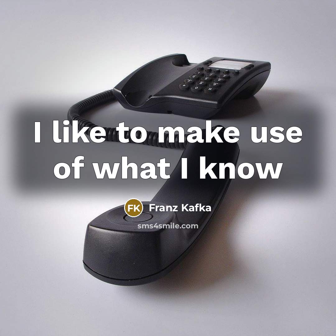 “I like to make use of what I know” quote by Franz Kafka