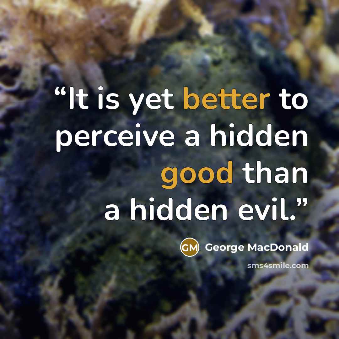 “It is yet better to perceive a hidden good than a hidden evil.” quote by George MacDonald