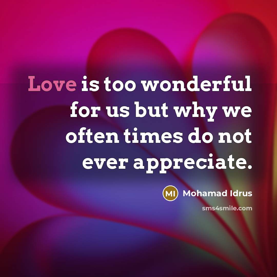 “Love is too wonderful for us but why we often…” quote by Mohamad Idrus