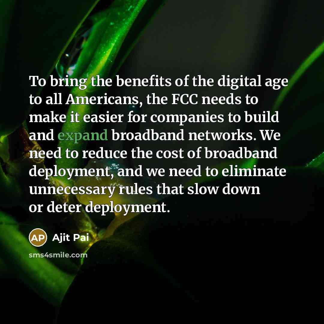 “To bring the benefits of the digital age to all…” quote by Ajit Pai