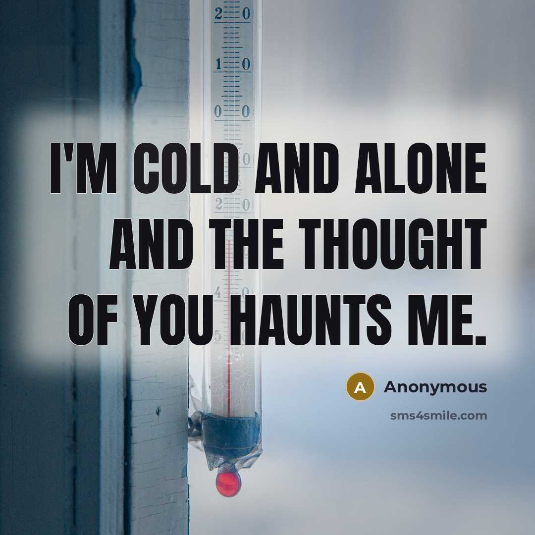 “I'm Cold And Alone And The Thought Of You Haunts Me.” quote by Anonymous