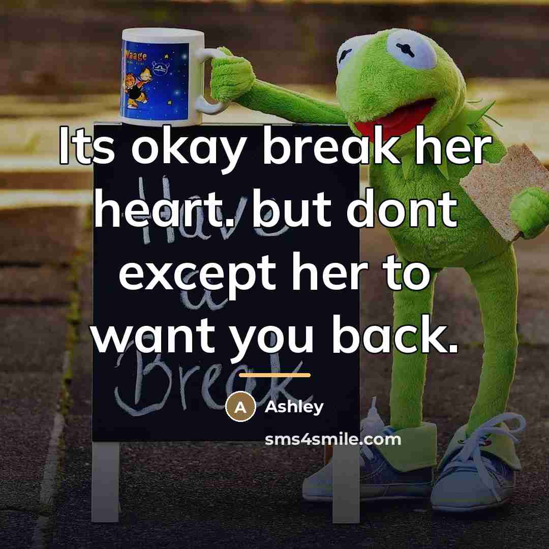 “Its okay break her heart. but dont except her to…” quote by Ashley