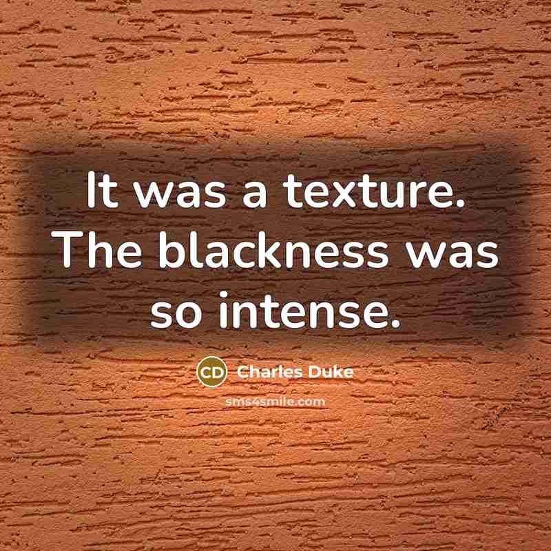 “It was a texture. The blackness was so intense.…” quote by Charles Duke
