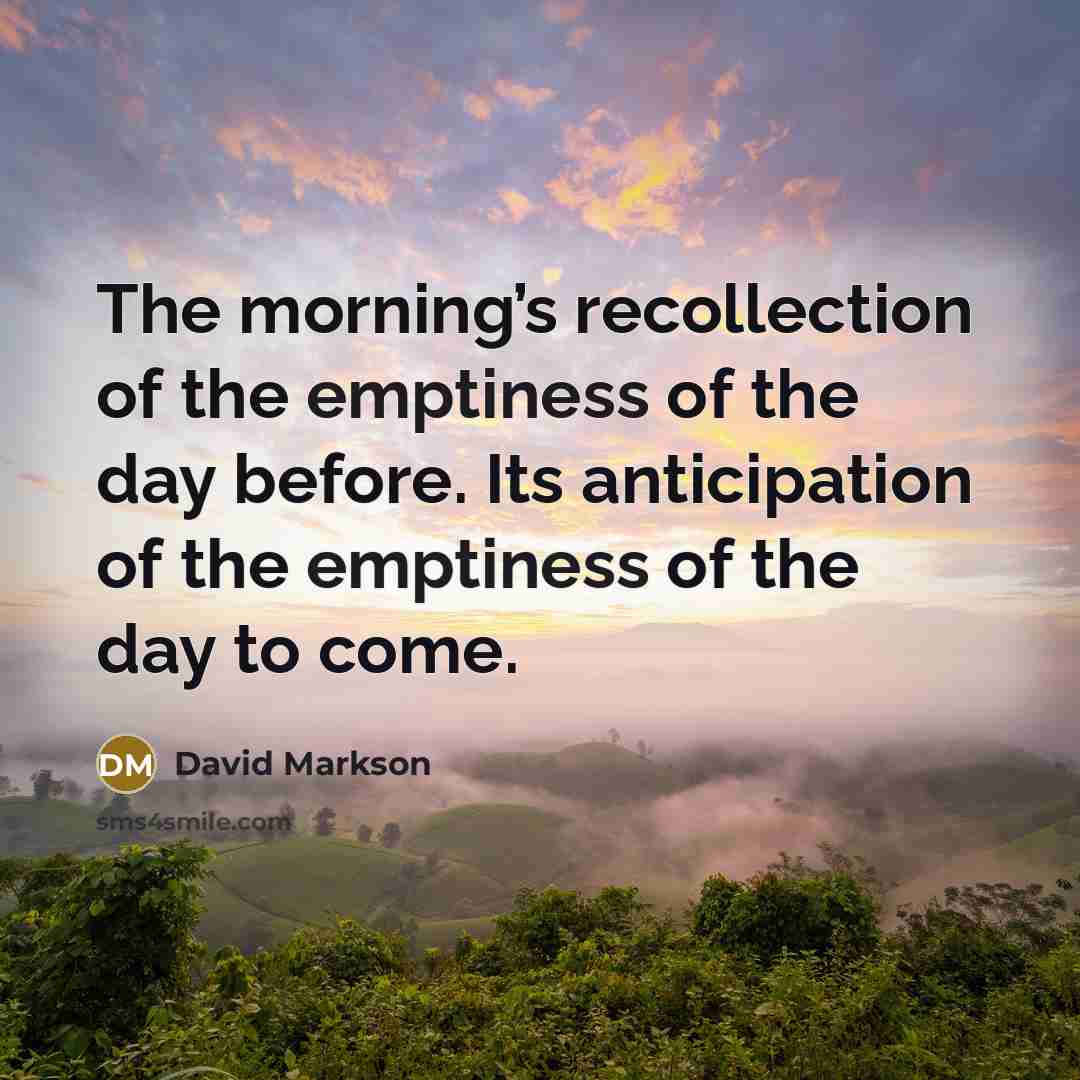 “The morning’s recollection of the emptiness of the day before.…” quote by David Markson
