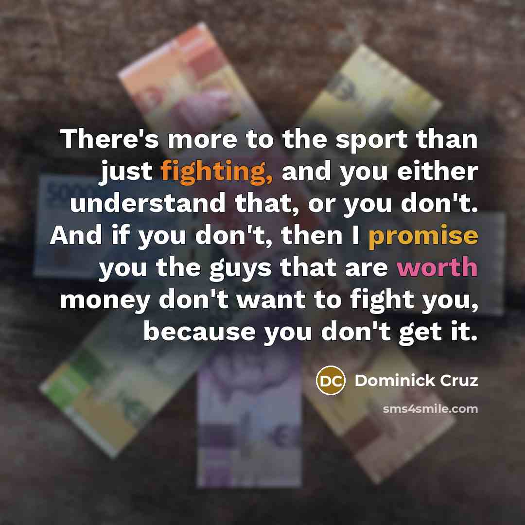“There's more to the sport than just fighting, and you…” quote by Dominick Cruz
