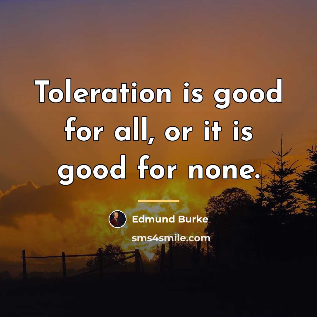 “Toleration is good for all, or it is good for…” quote by Edmund Burke