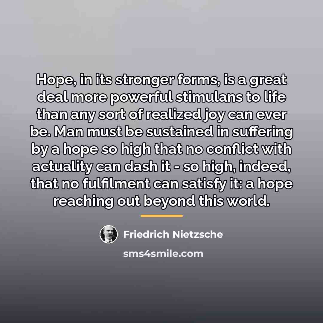 “Hope, in its stronger forms, is a great deal more…” quote by Friedrich Nietzsche