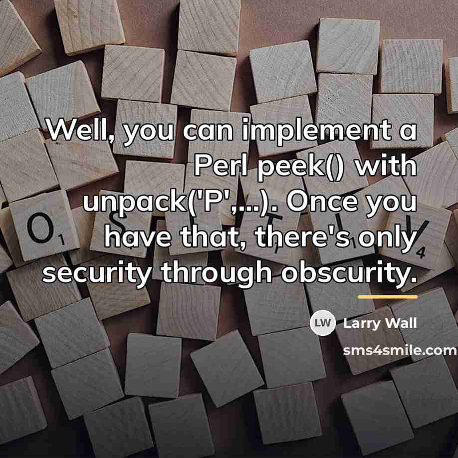 “Well, you can implement a Perl peek() with unpack('P',...). Once…” quote by Larry Wall