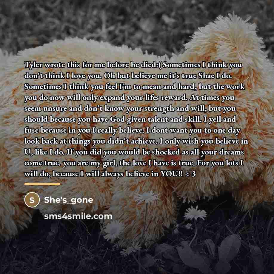 “Tyler wrote this for me before he died:( Sometimes I…” quote by She's_gone