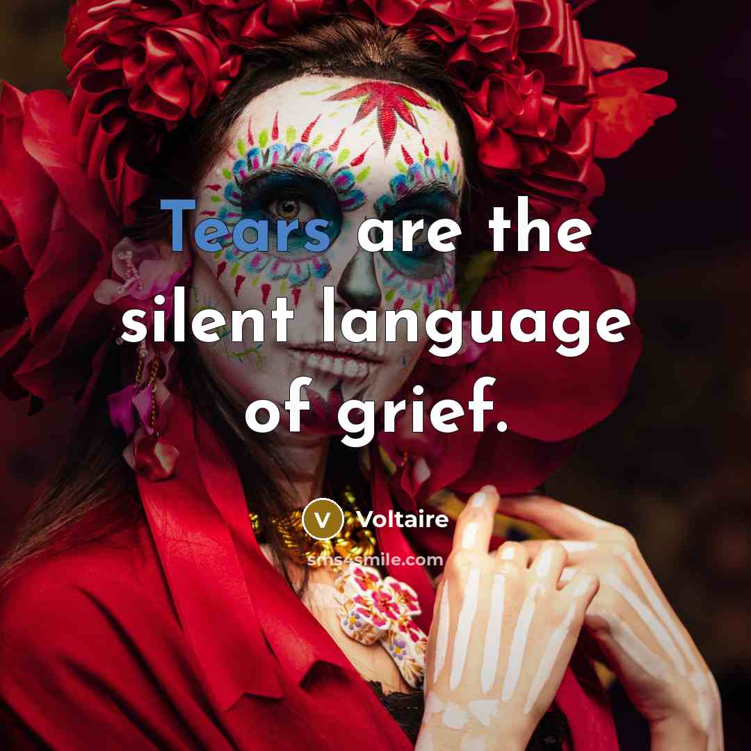 “Tears are the silent language of grief.…” quote by Voltaire