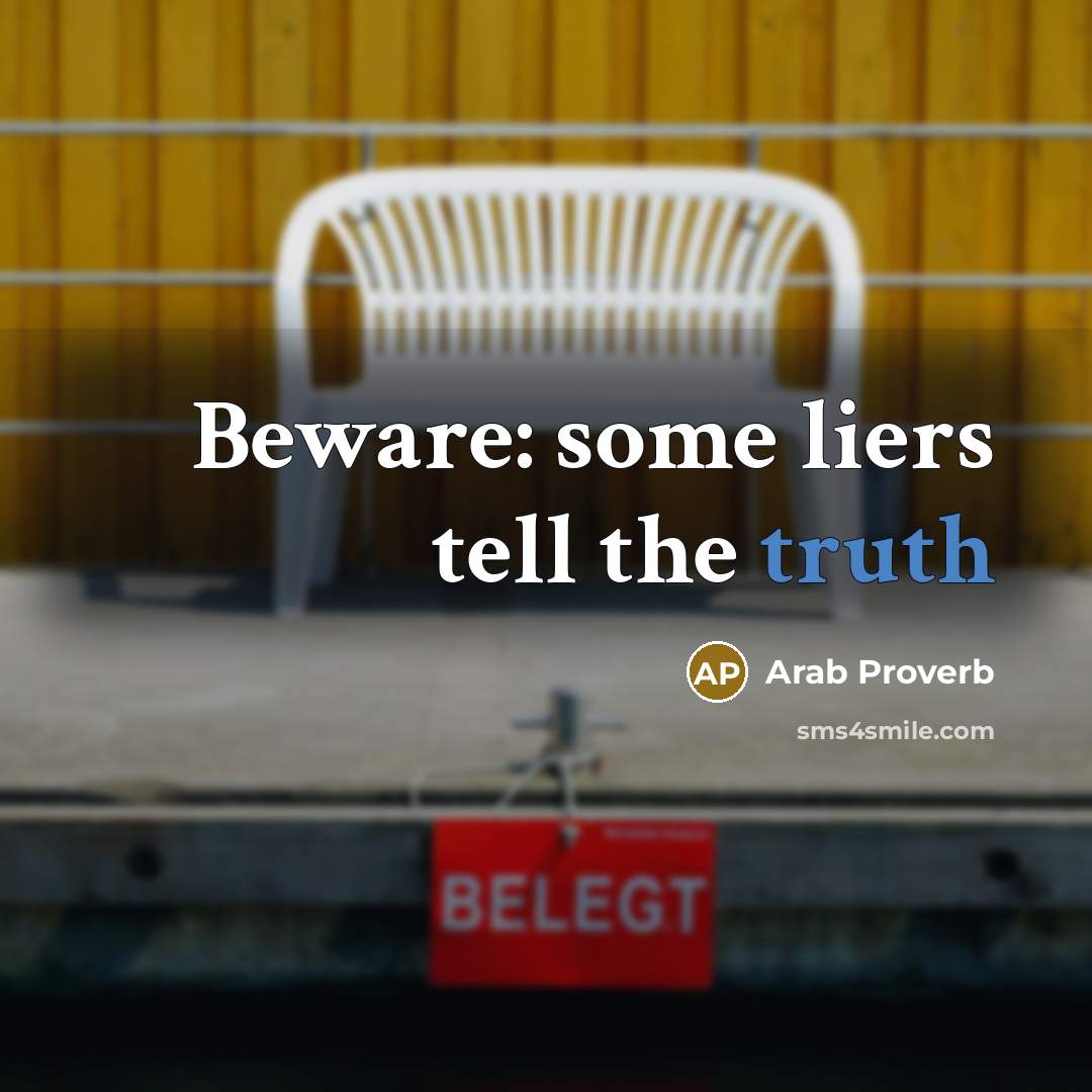 “Beware: some liers tell the truth” quote by Arab Proverb