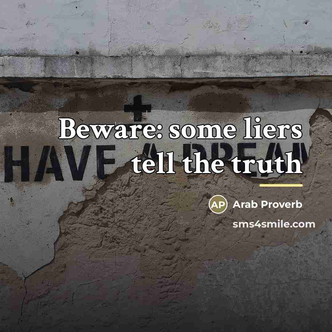 “Beware: some liers tell the truth…” quote by Arab Proverb