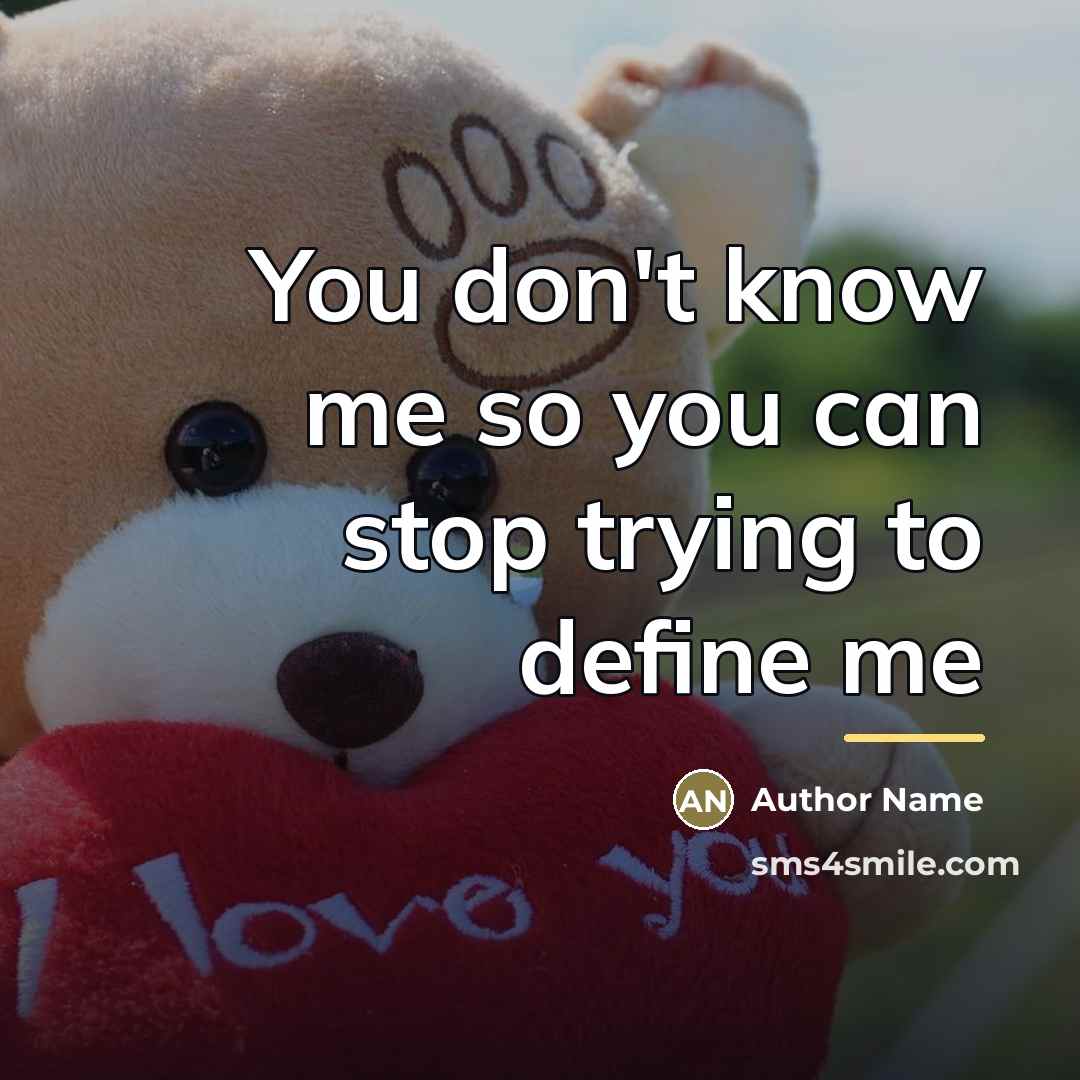 “You don't know me so you can stop trying to…” quote by Author Name