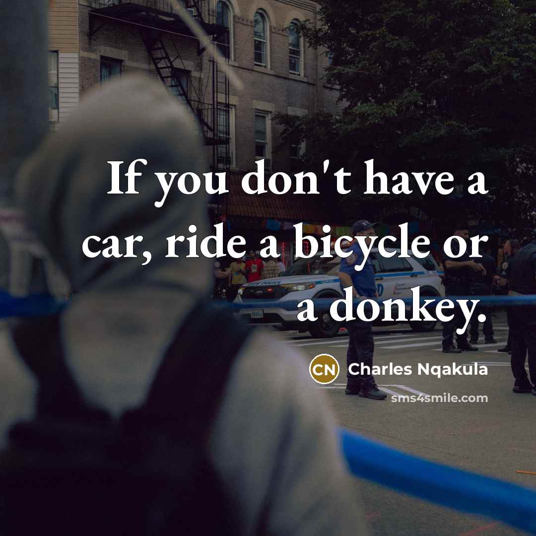 “If you don't have a car, ride a bicycle or…” quote by Charles Nqakula