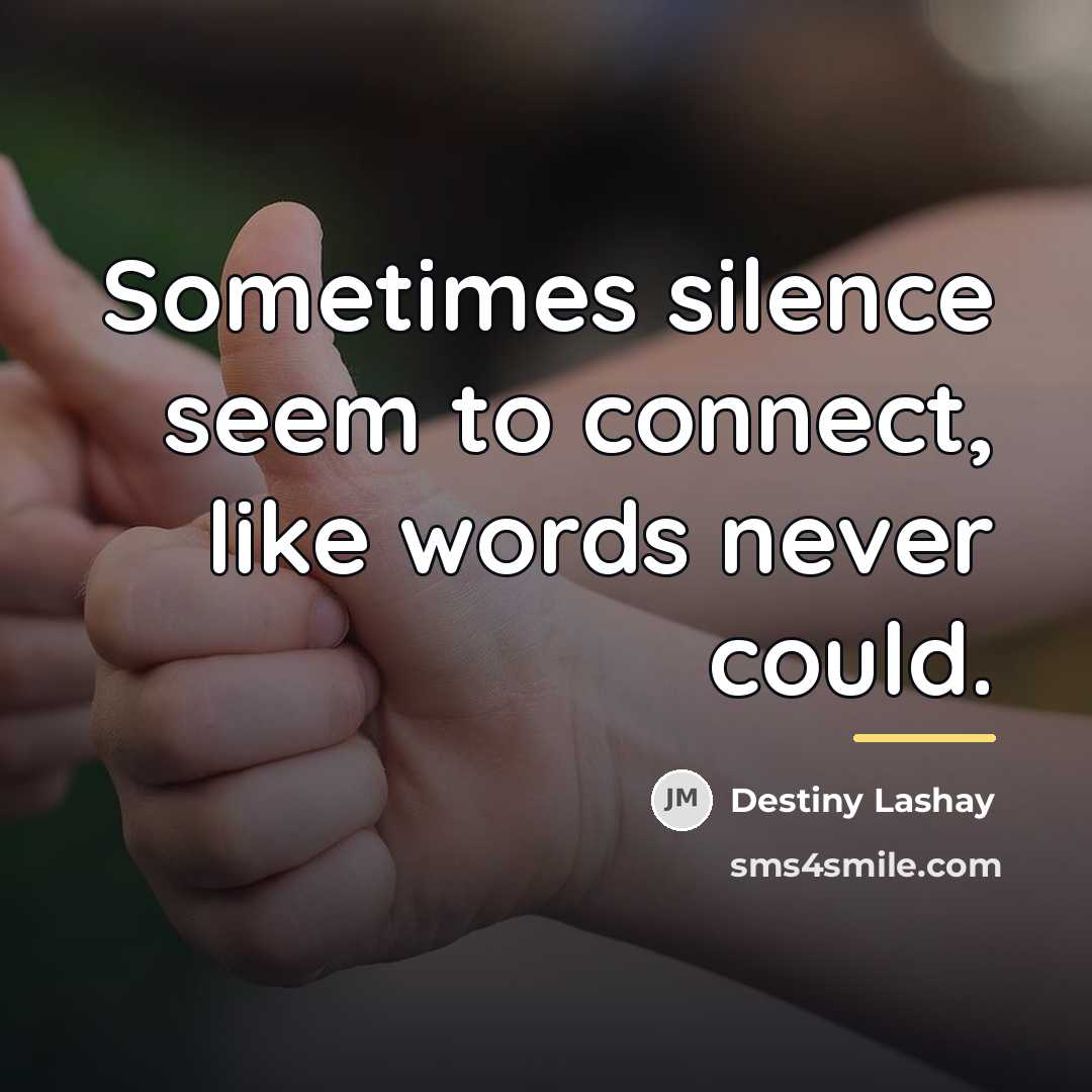 “Sometimes silence seem to connect, like words never could.…” quote by Destiny Lashay