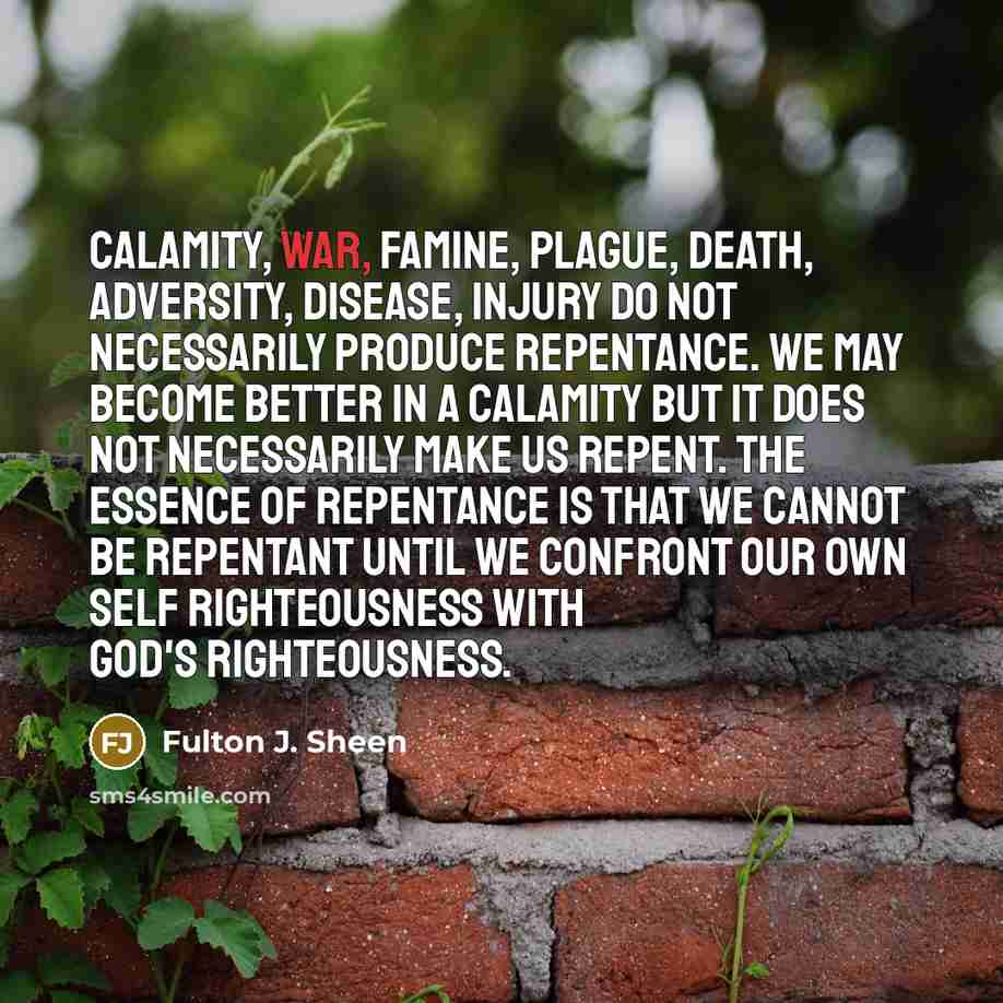 “Calamity, war, famine, plague, death, adversity, disease, injury do not…” quote by Fulton J. Sheen
