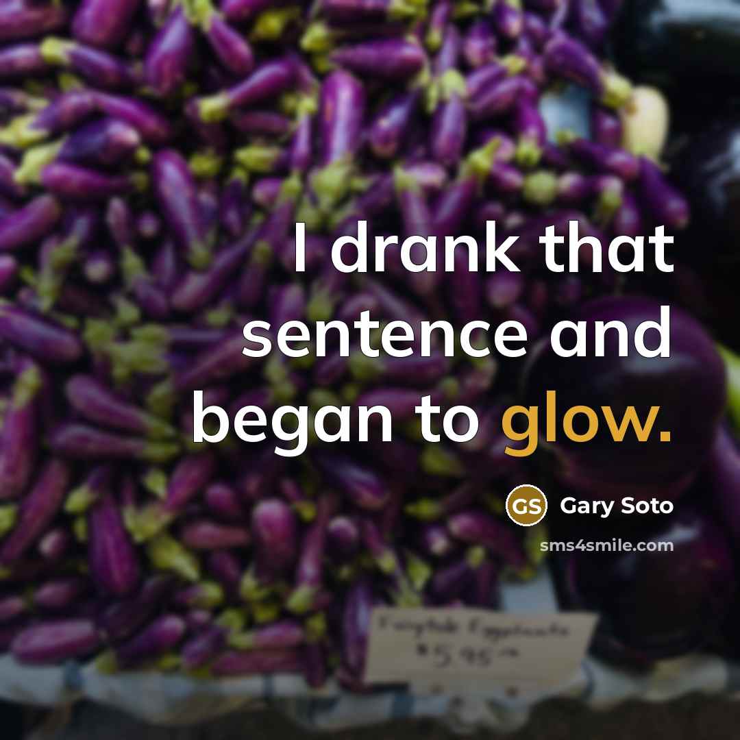 “I drank that sentence and began to glow.…” quote by Gary Soto