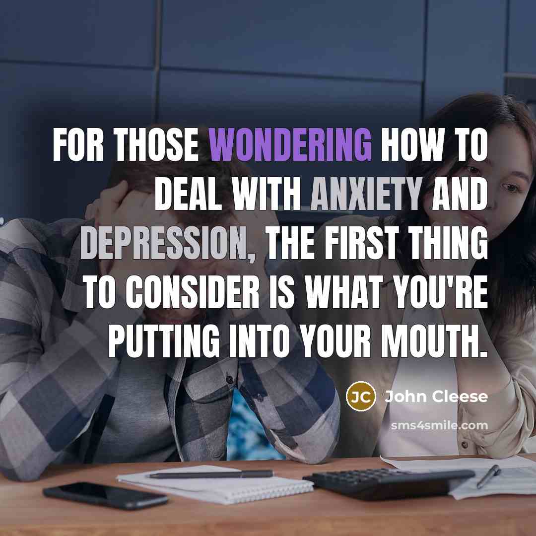 “For those wondering how to deal with anxiety and depression,…” quote by John Cleese