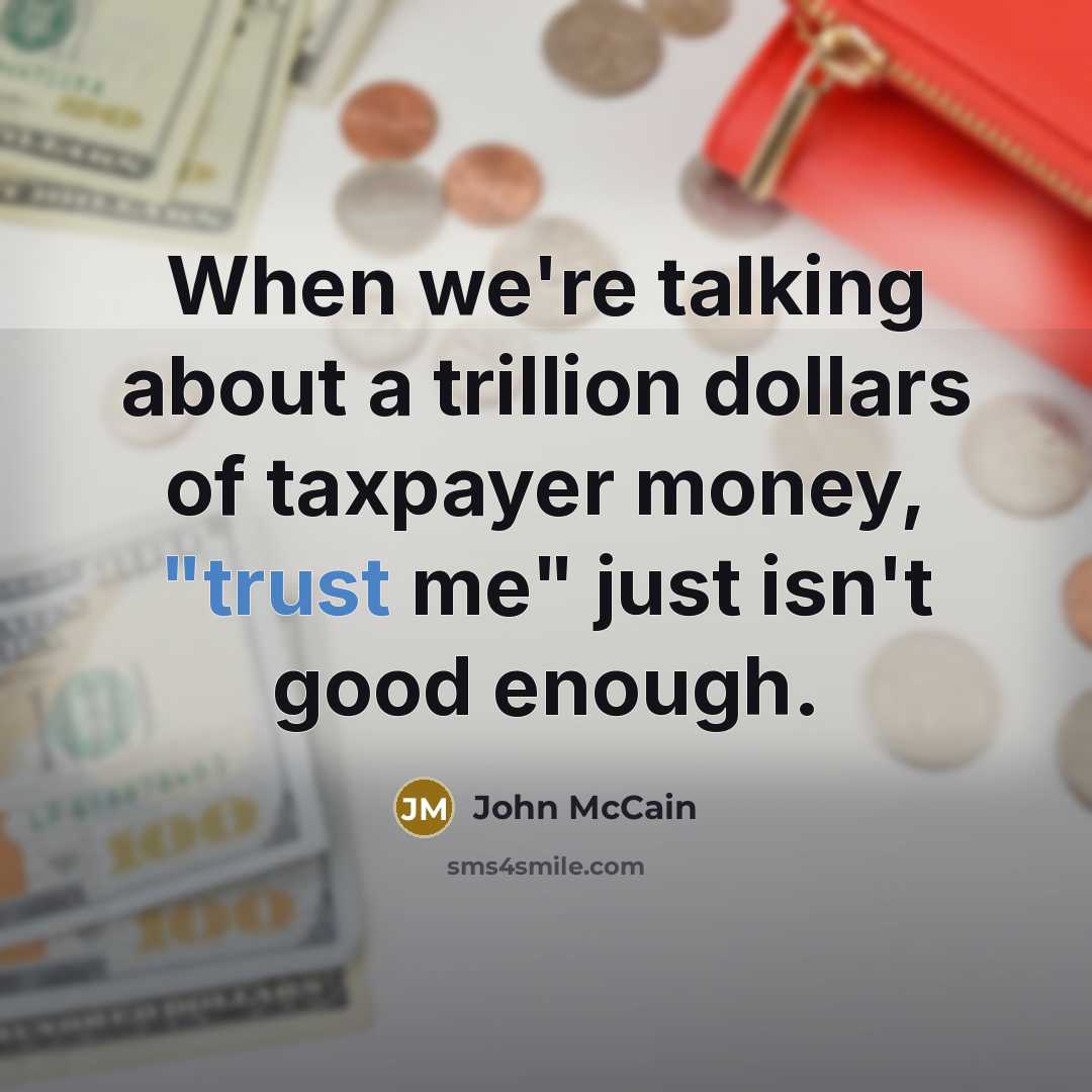 “When we're talking about a trillion dollars of taxpayer money,…” quote by John McCain