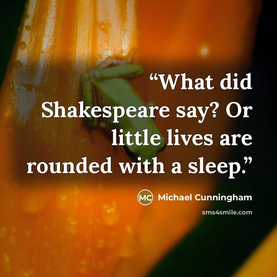 “What did Shakespeare say? Or little lives are rounded with a sleep.” quote by Michael Cunningham