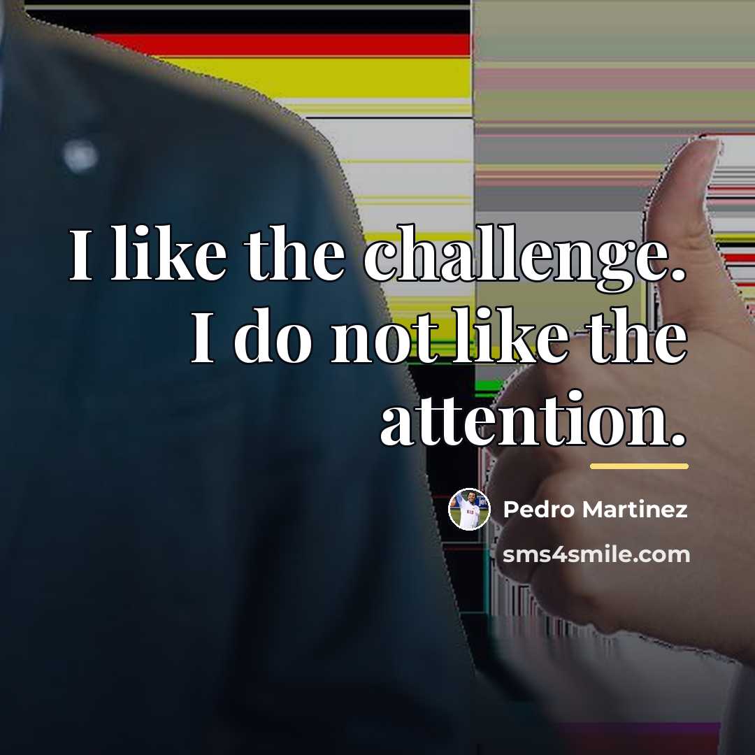 “I like the challenge. I do not like the attention.…” quote by Pedro Martinez