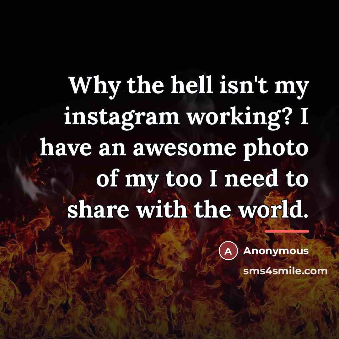 “Why the hell isn't my instagram working? I have an…” quote by Anonymous