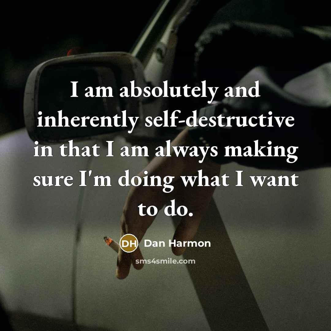“I am absolutely and inherently self-destructive in that I am…” quote by Dan Harmon