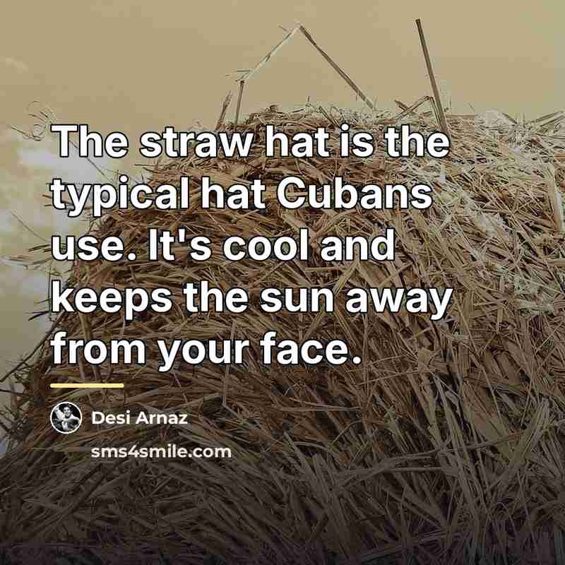 “The straw hat is the typical hat Cubans use. It's…” quote by Desi Arnaz
