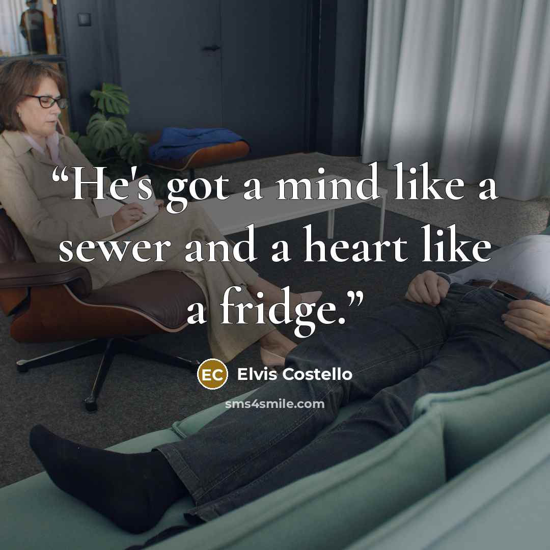 “He's got a mind like a sewer and a heart like a fridge.” quote by Elvis Costello