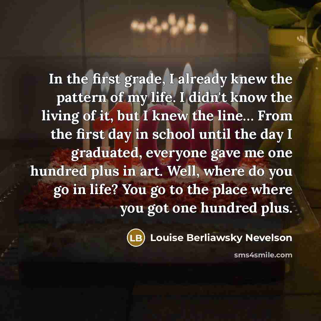 “In the first grade, I already knew the pattern of…” quote by Louise Berliawsky Nevelson
