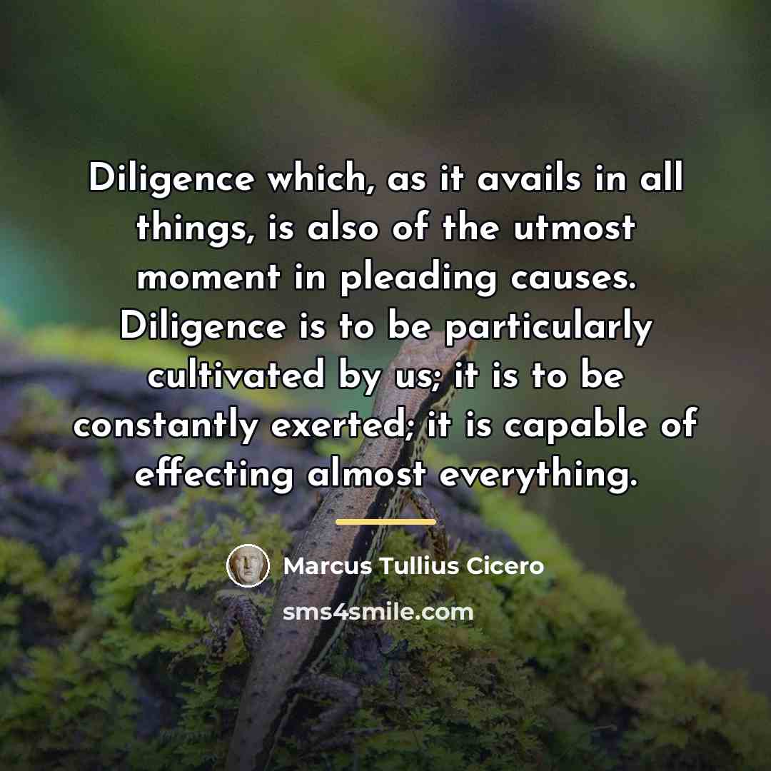 “Diligence which, as it avails in all things, is also…” quote by Marcus Tullius Cicero