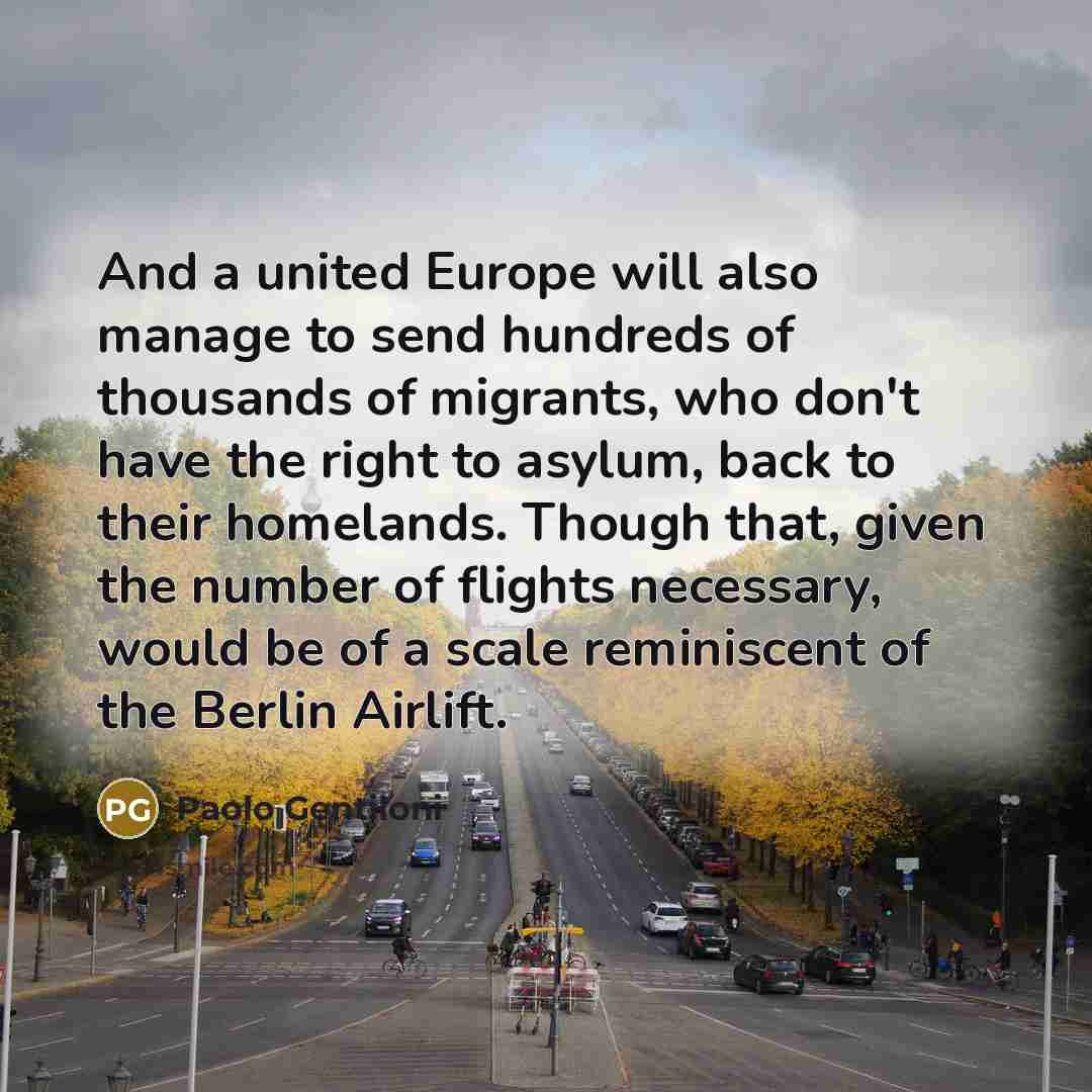 “And a united Europe will also manage to send hundreds…” quote by Paolo Gentiloni