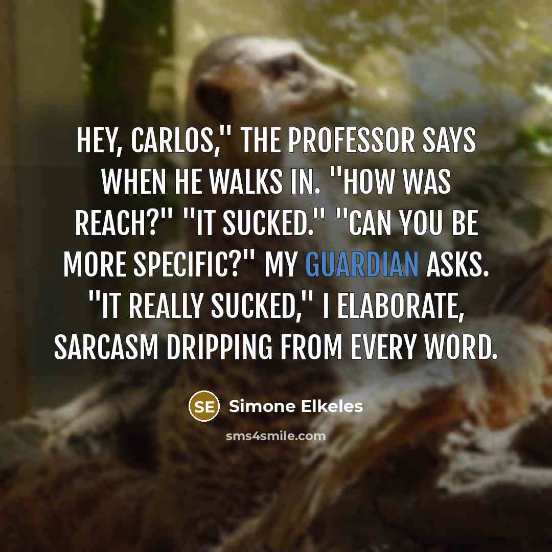 “Hey, Carlos," the Professor says when he walks in. "How…” quote by Simone Elkeles