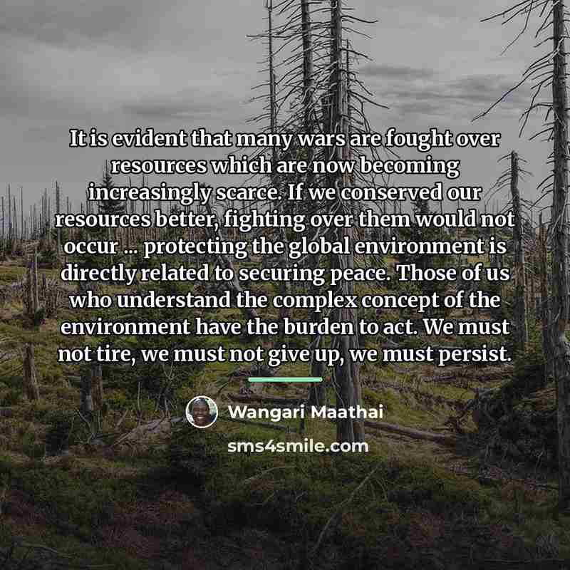 “It is evident that many wars are fought over resources…” quote by Wangari Maathai