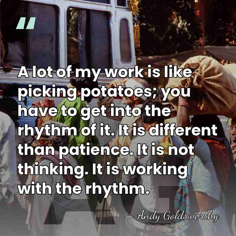 A lot of my work is like picking potatoes; you have to&hellip; - Andy Goldsworthy