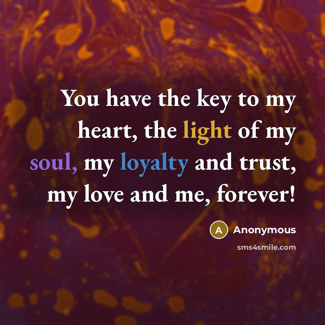 “You have the key to my heart, the light of…” quote by Anonymous
