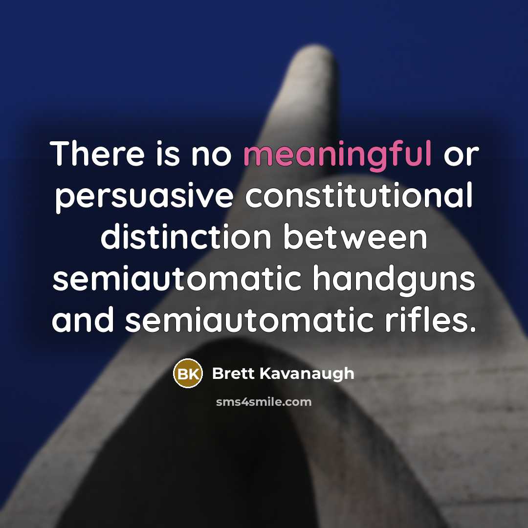 “There is no meaningful or persuasive constitutional distinction between semiautomatic…” quote by Brett Kavanaugh