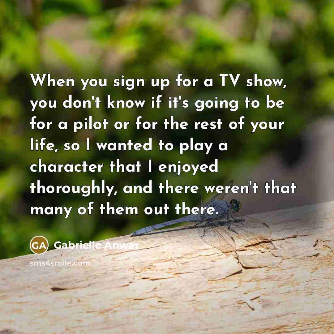 “When you sign up for a TV show, you don't…” quote by Gabrielle Anwar