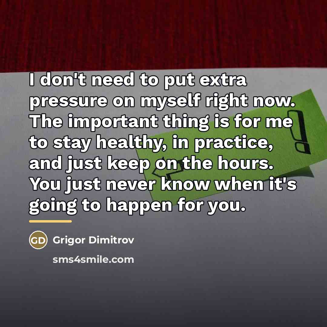 “I don't need to put extra pressure on myself right…” quote by Grigor Dimitrov
